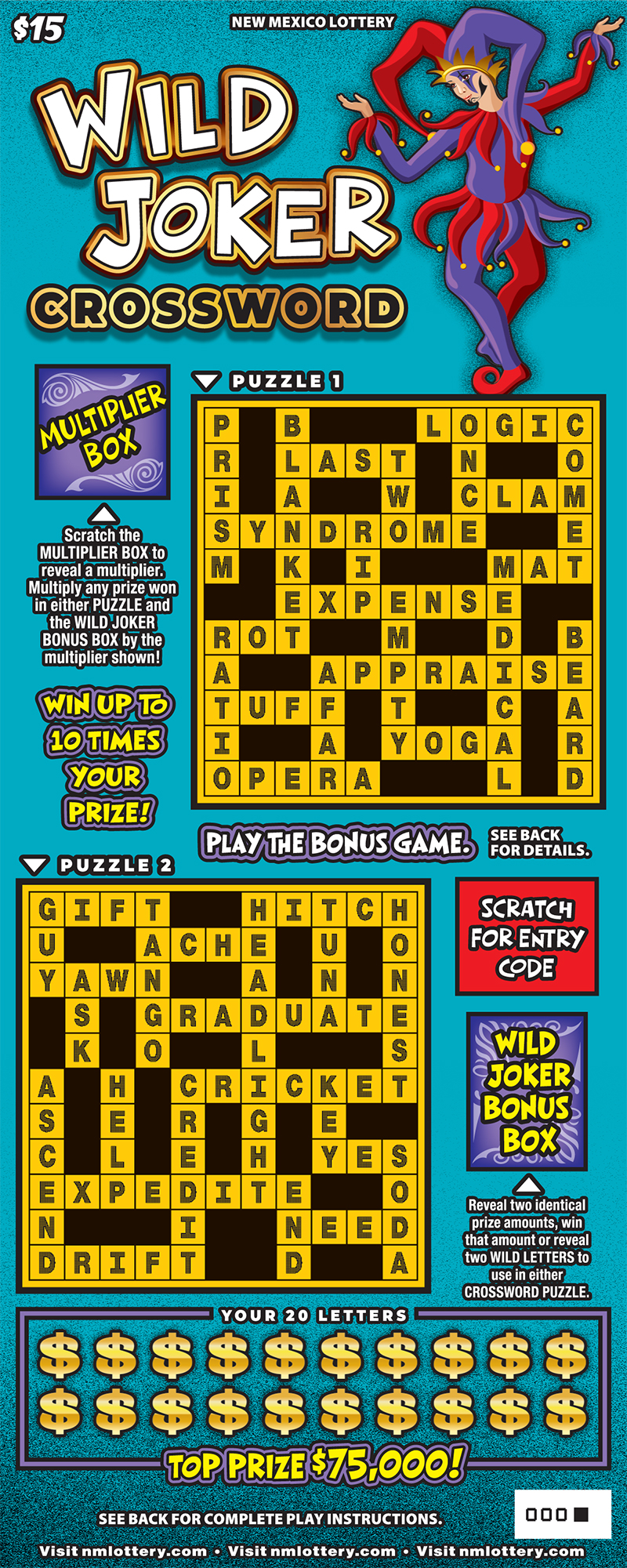 Wild Joker Crossword Scratcher